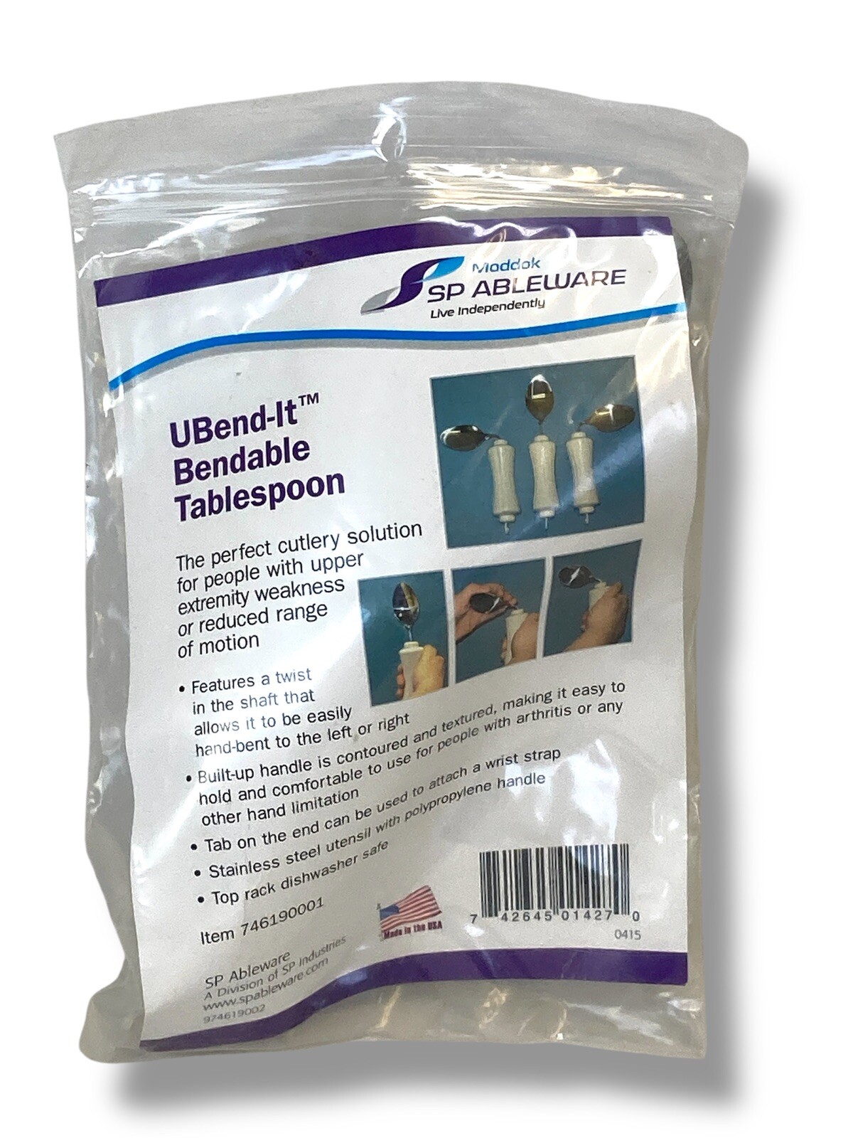 SP Ableware Utensil UBend-It Bendable Tablespoon Spoon Built Up Handle 746190001