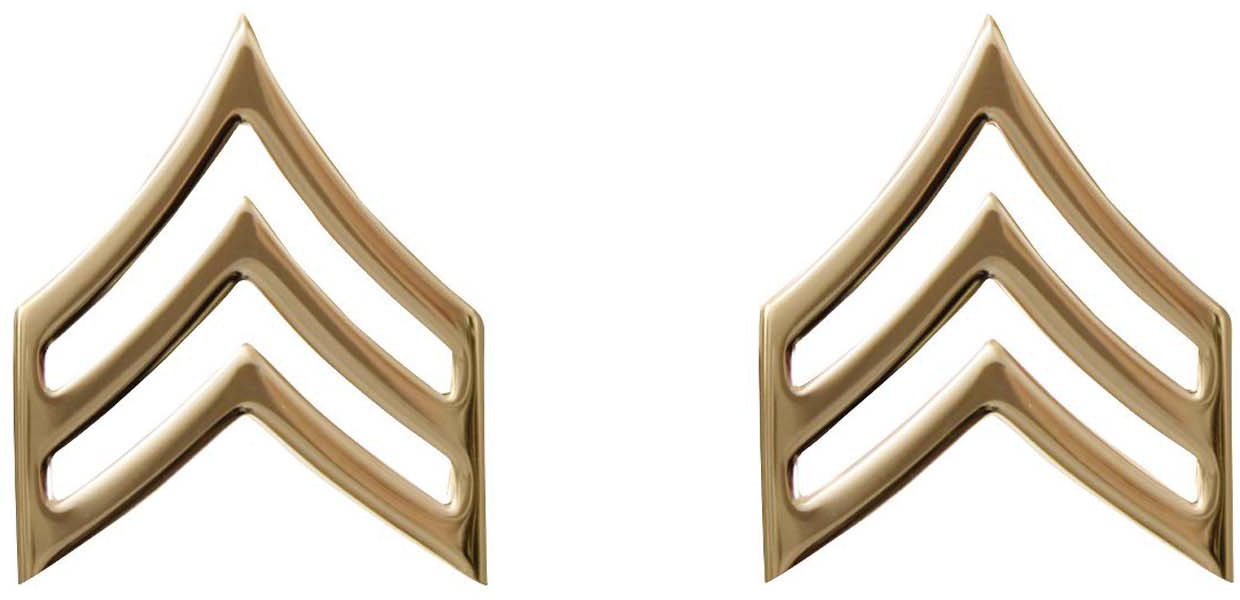 Polished Gold Sergeant United States Army Rank Insignia Pin