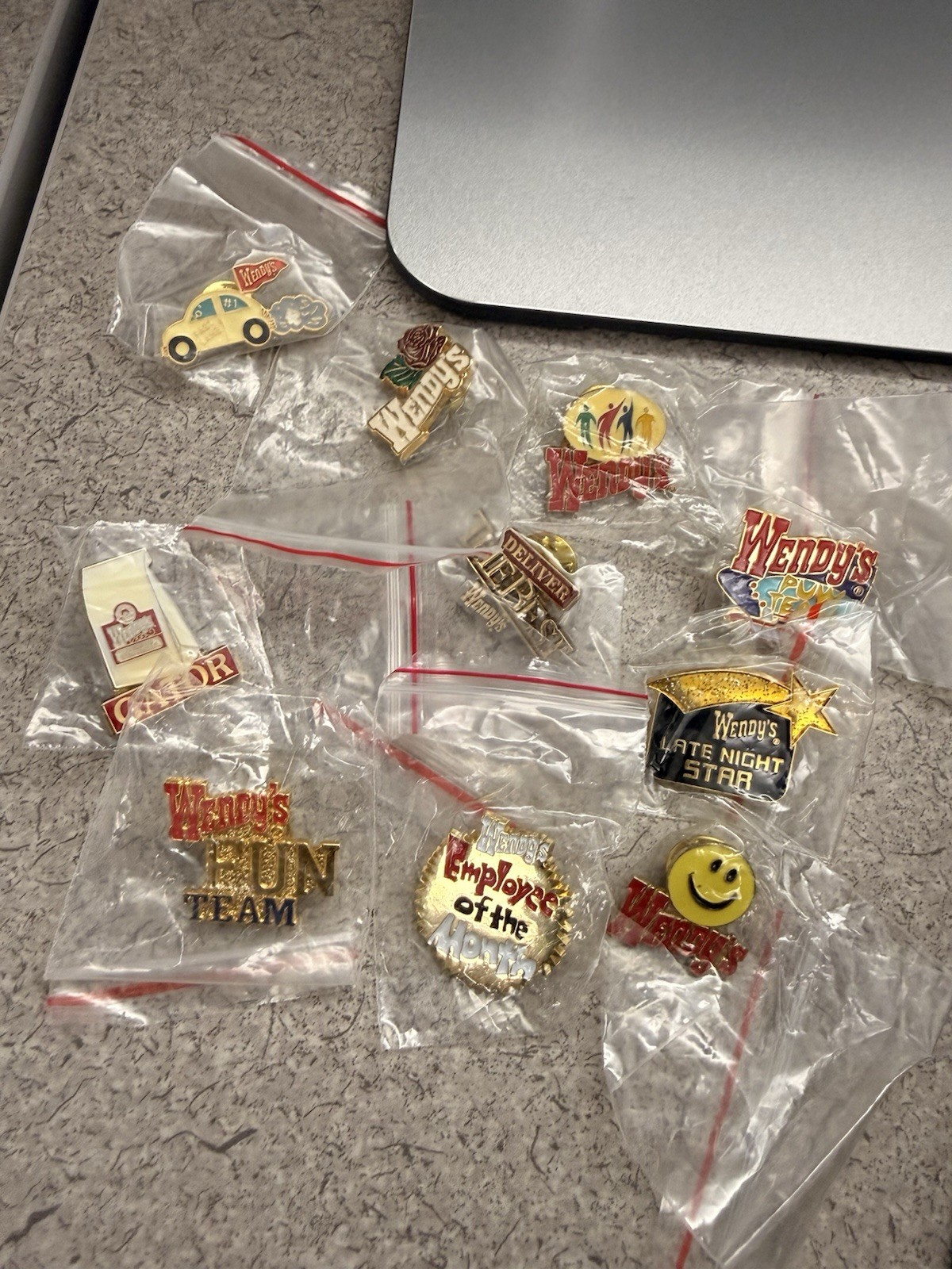 Lot 10 Vintage Wendy’s Employee Award Recognition Enamel Pins Crew Team NOS