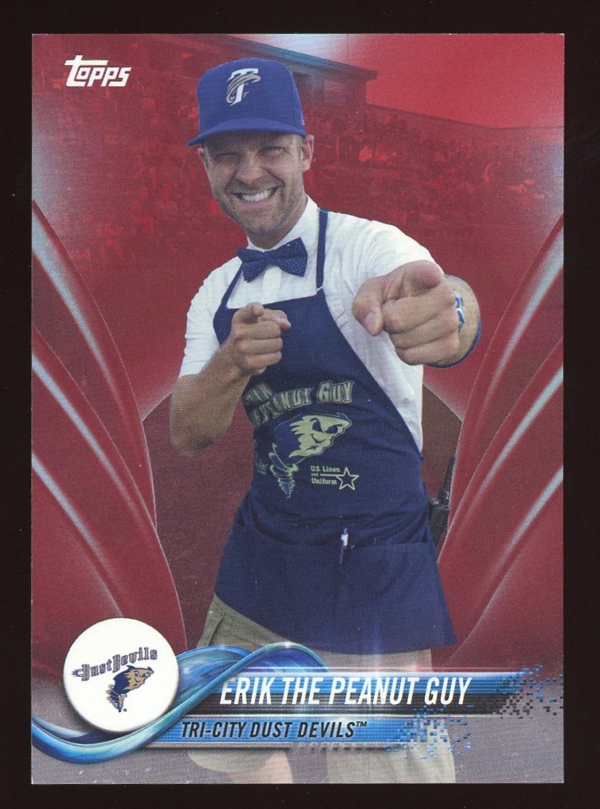 2018 Topps Pro Debut Erik The Peanut Guy Red (1/10) Tri City Dust Devils RARE