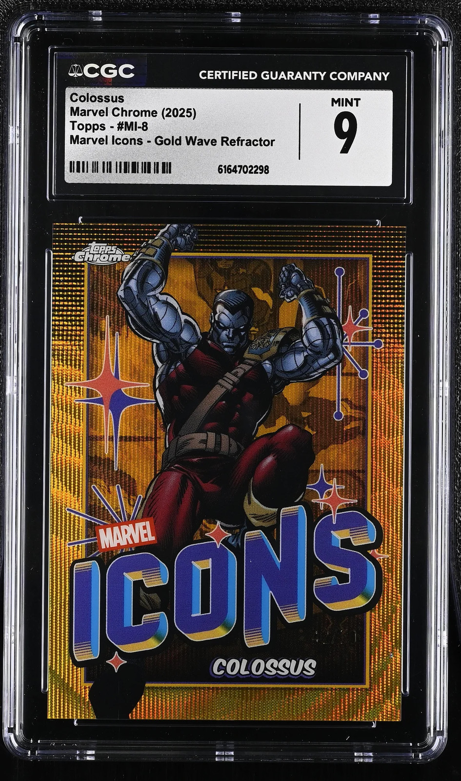 2025 Topps Marvel Chrome Marvel Icons Colossus Gold Wave Ref. /50 #MI-8 CGC 9