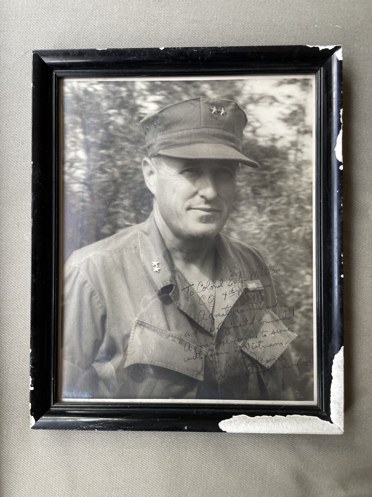 Signed Photo 4 Star General Ray Davis MOH Winner to 3 Star General EJ Miller