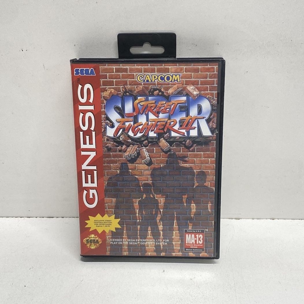 Super Street Fighter II Sega Genesis 16-Bit Capcom Fighting Game Case Cartridge