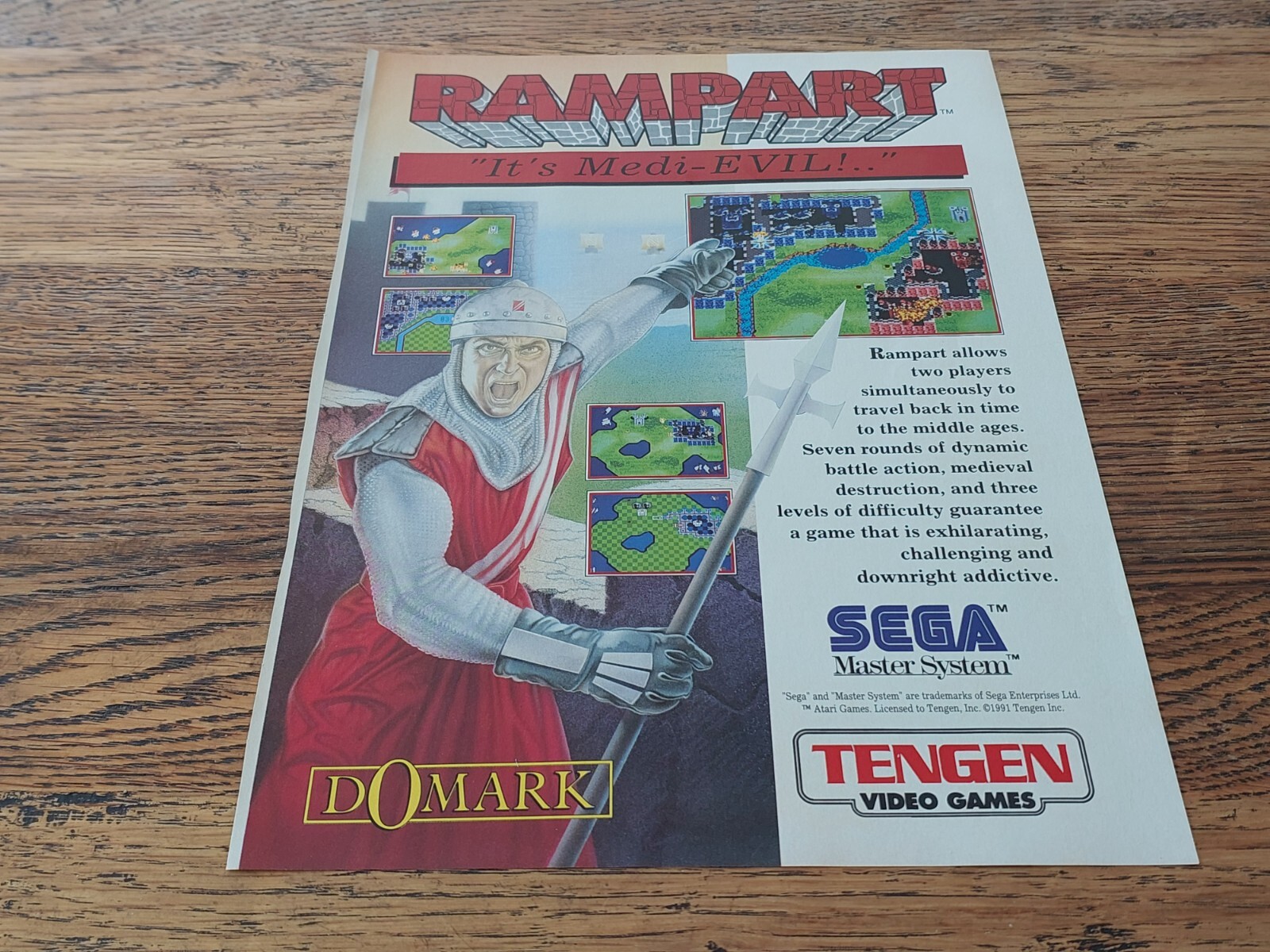 Vintage Sega Mega Drive Rampart Domark Rengen Game Ad Print Advertisement 