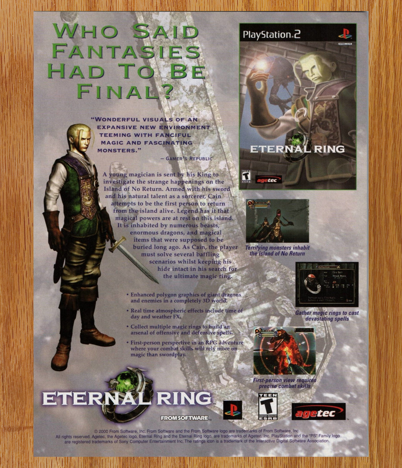 Eternal Ring Agetec RPG - Video Game Print Ad / Poster Promo Art 2001