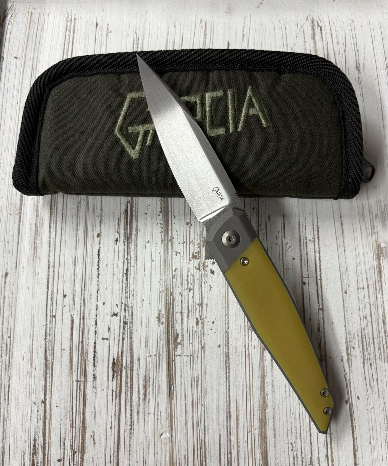 Javi Garcia Custom Knives Nova Magnacut Vintage Gold G10