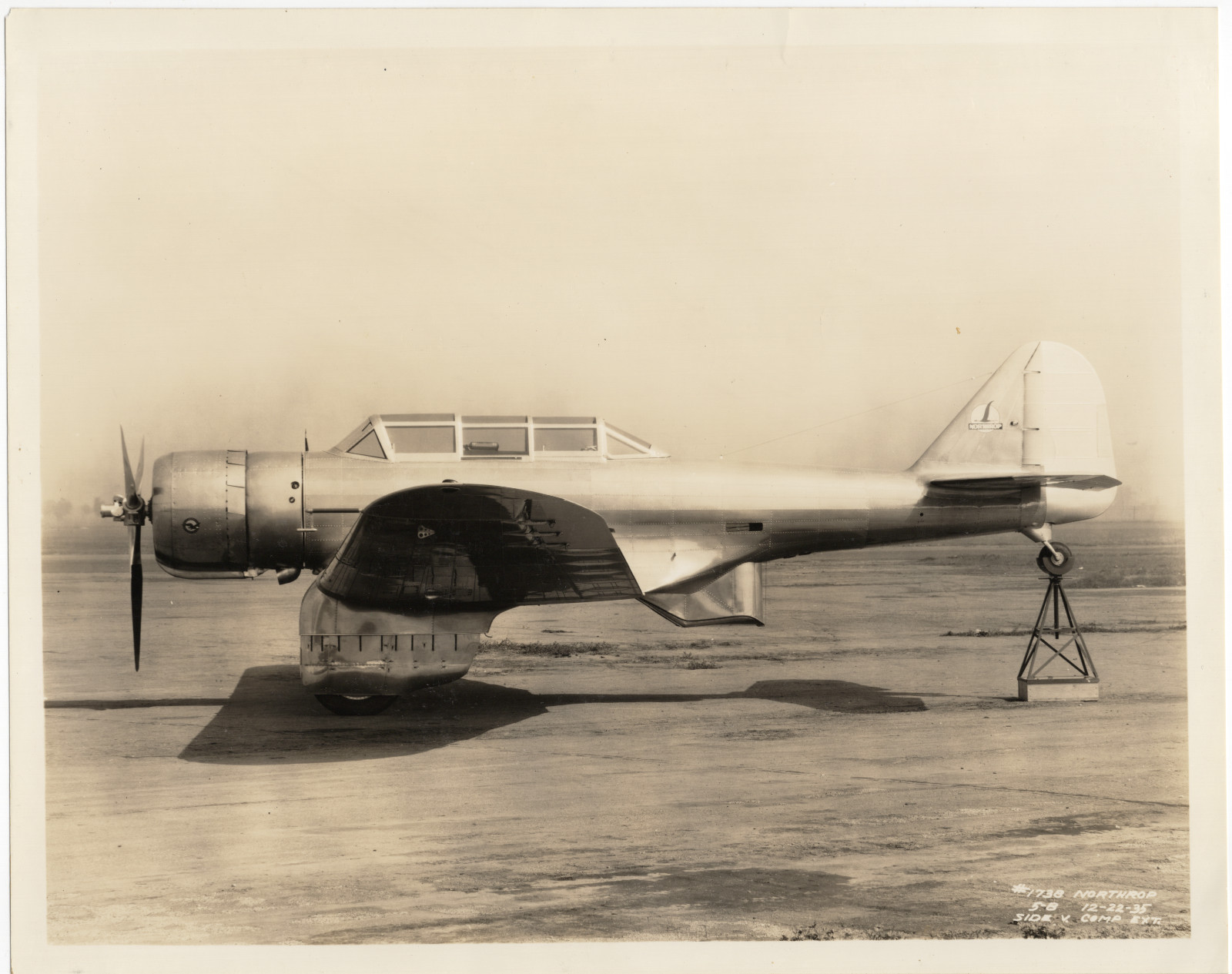 1935 Northrop Gamma 5B Sole Prototype Original Factory Photo, Spanish Civil War