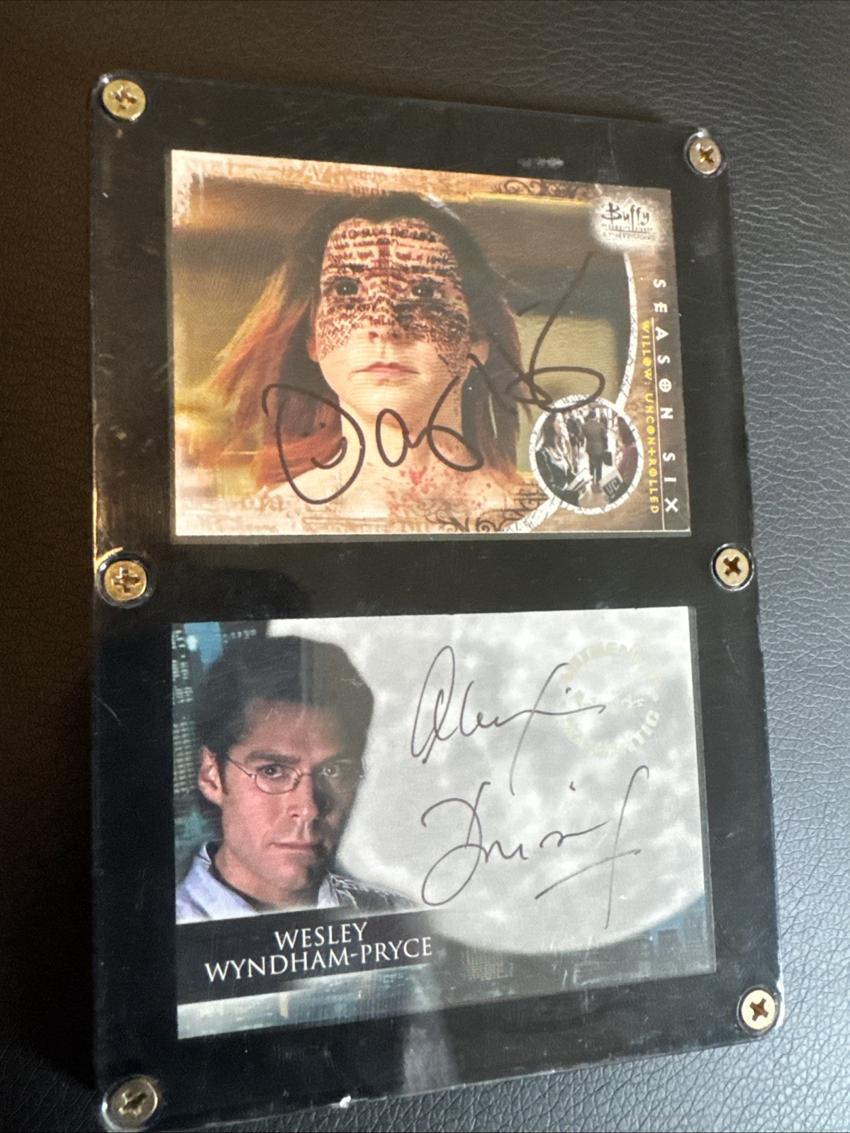 Lot Of 2 Alyson Hannigan 2000 Inkworks Angel #A2 Alexis Denisof Signed Buffy