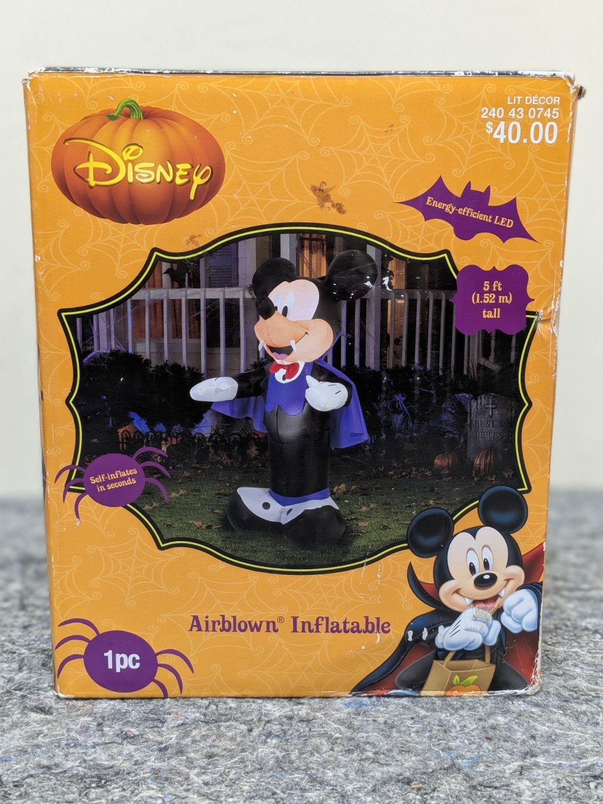 Gemmy Disney Halloween Mickey Mouse Vampire Airblown Inflatable 5ft NEW OPEN BOX