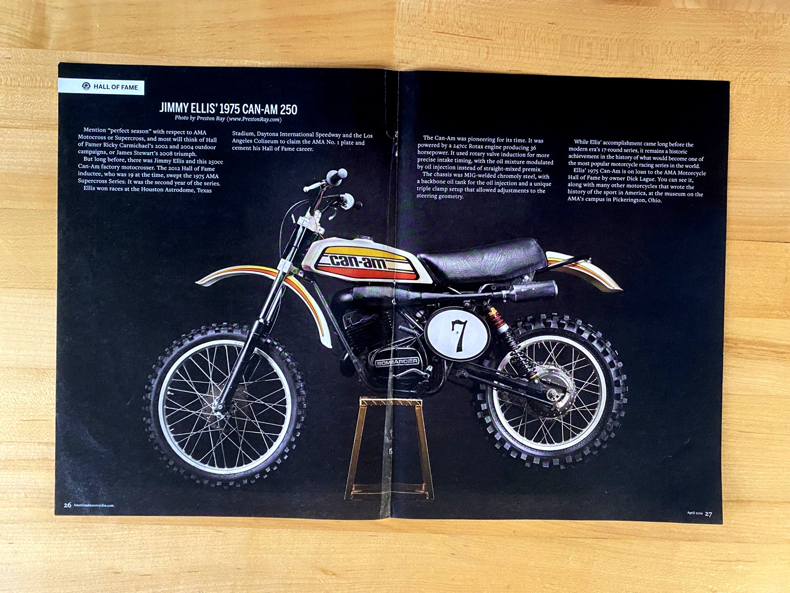 2019 Print Article 1975 Can Am 250 Dirt Bike Motorcycle Centerfold