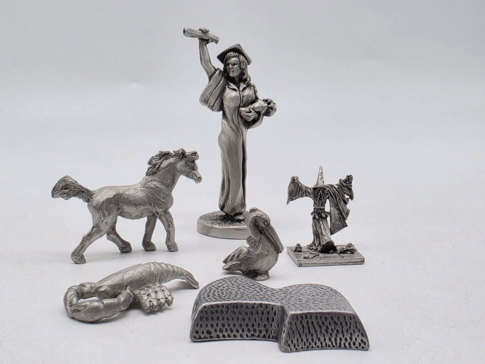 Vintage Pewter Figurine Lot Of 6 Miniature Art Sculpture Partha Hudson Torino 