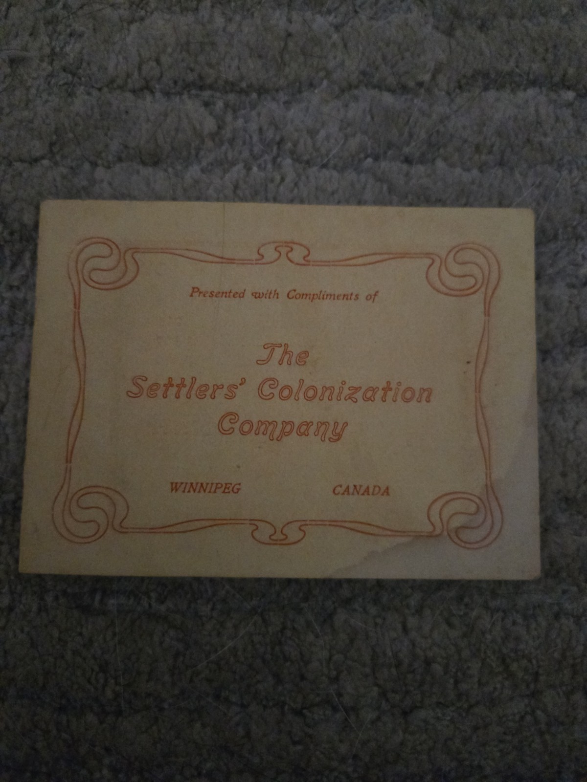 The Settlers' Colonization Company Winnepeg, Canada 1900s