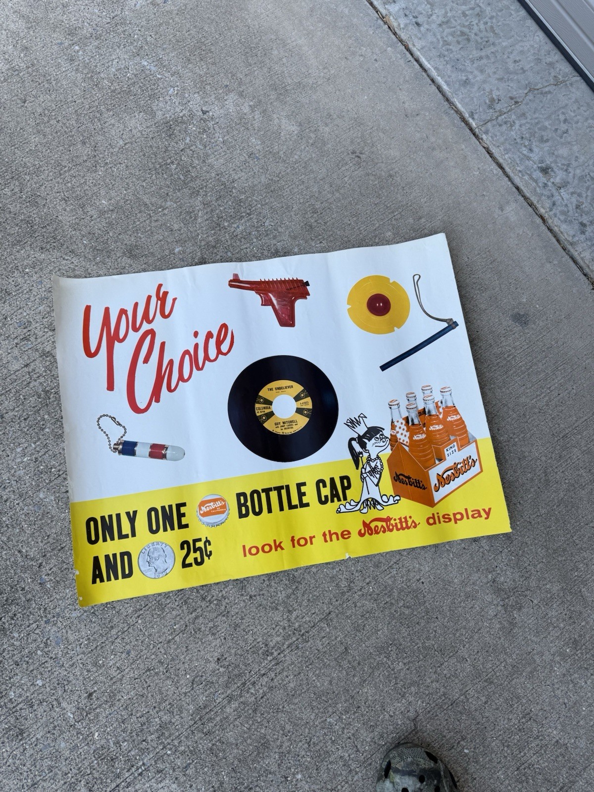 Paper/litho Nesbitts Orange Soda Advertising Sign Reward Nos Original 24” x 18”