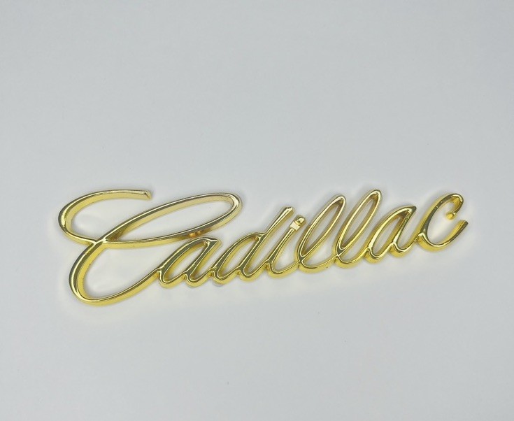 NEW VTG METAL EMBLEM FOR CADILLAC REAR TRUNK GOLD BADGE NAMEPLATE LOGO SCRIPT