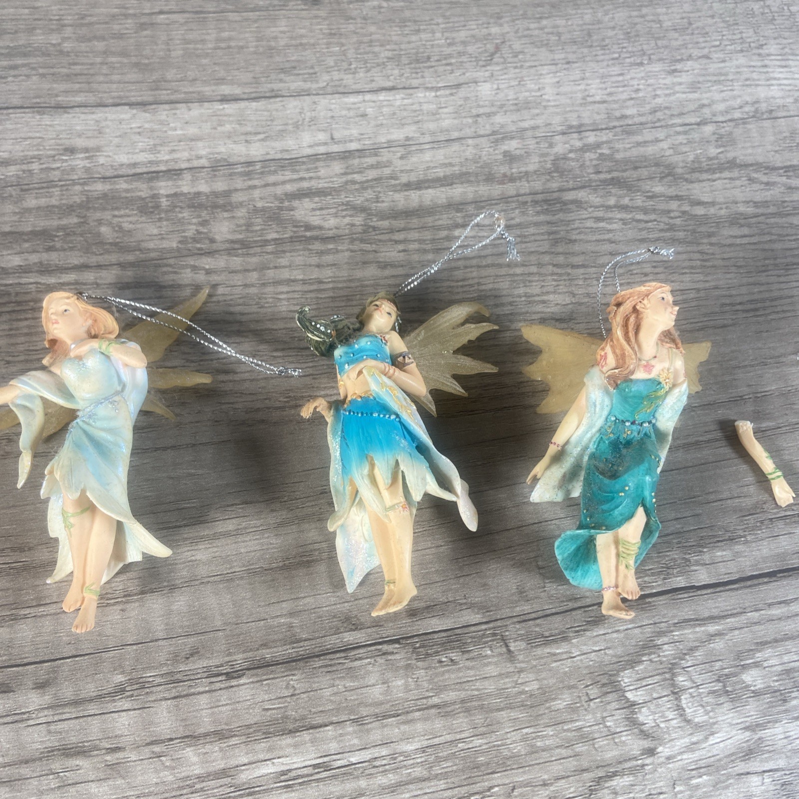Lot Of 3 Faerie Glen Fairy Ornaments Need Repair Broken As Is READ