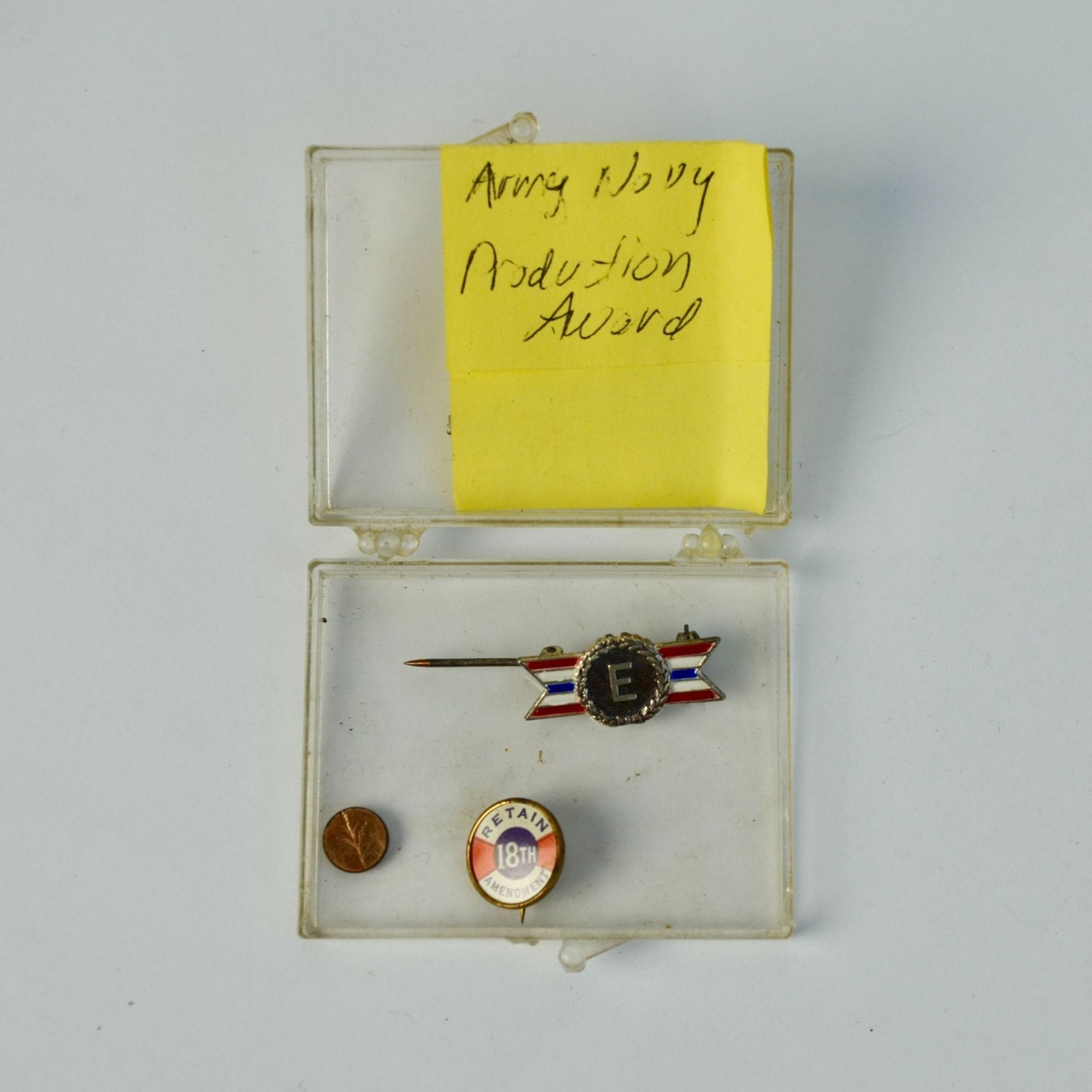 Lot 2 Vintage Pins - Retain 18th Amendment & Army Navy \