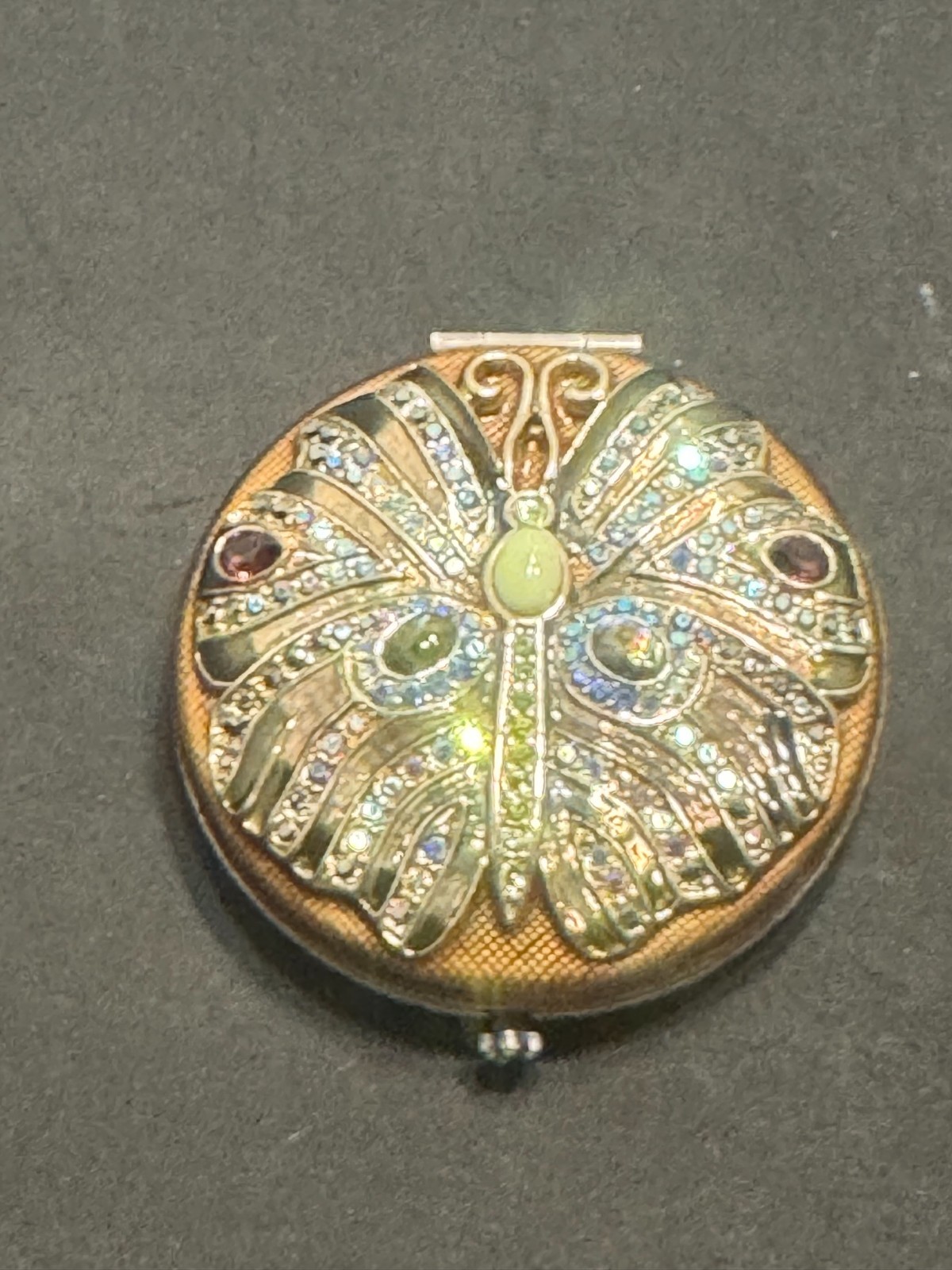 F-154 Jay Strongwater Butterfly Enamel Jeweled Crystal Double Mirrored Compact