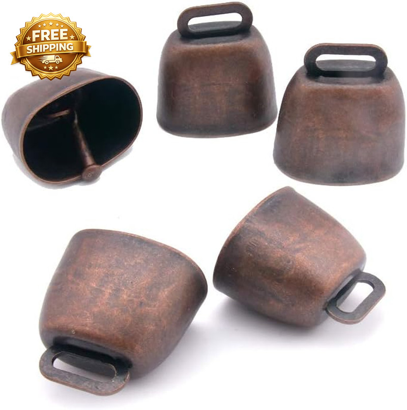 5 Pack Grazing Copper Bells Metal Cow Bells for Dogs Animal Copper Loud