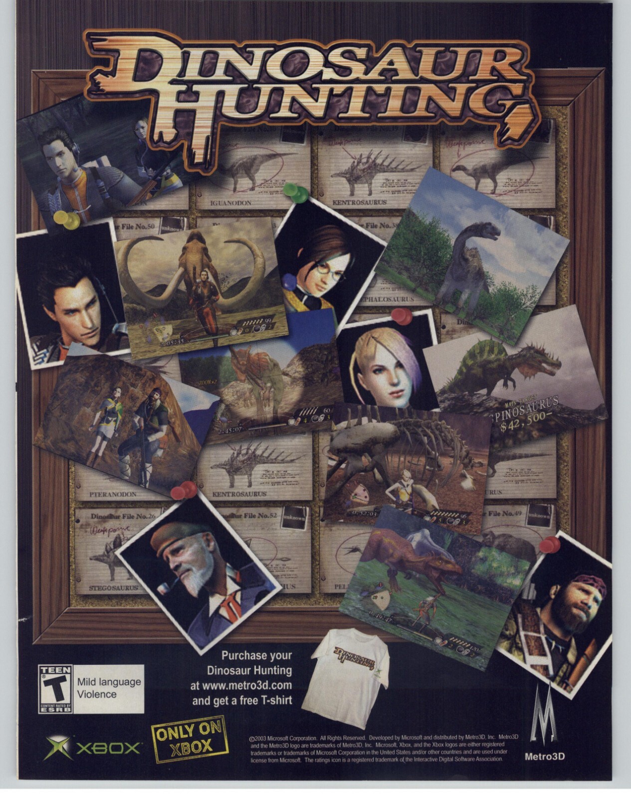 2003 Dinosaur Hunting Xbox Vintage Magazine Print Ad Video Game Art Poster 