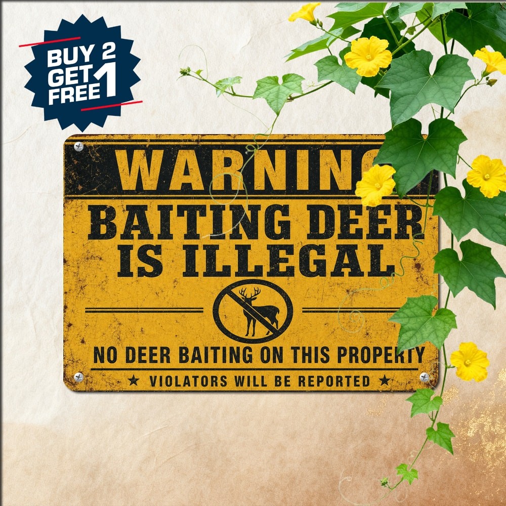 Warning Baiting Deer Is Illegal Wildlife Conservation Metal Hunting Sign