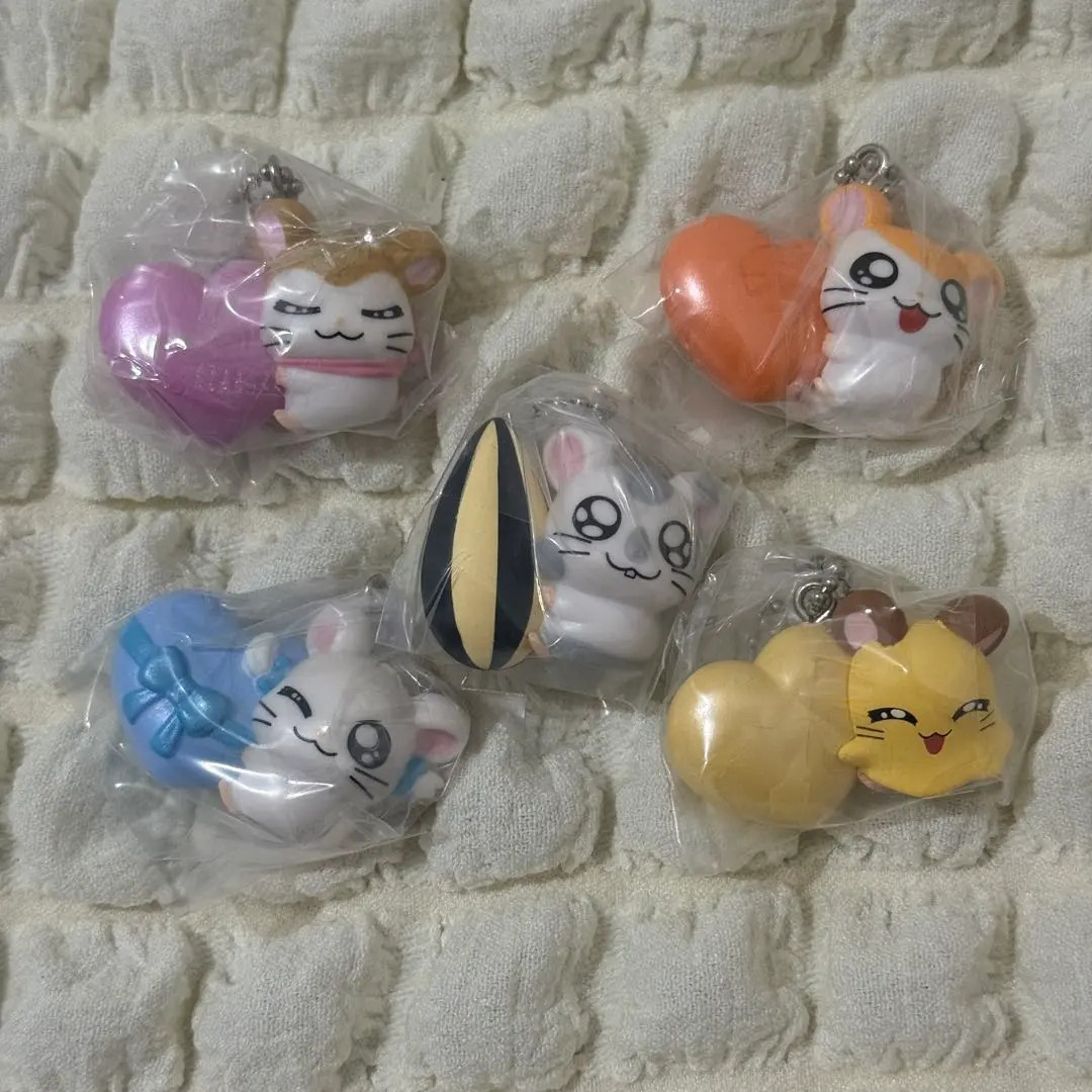 Hamtaro Tottoko Swing Mascot Keychain Gashapon Complete Set of 5 Japan NEW
