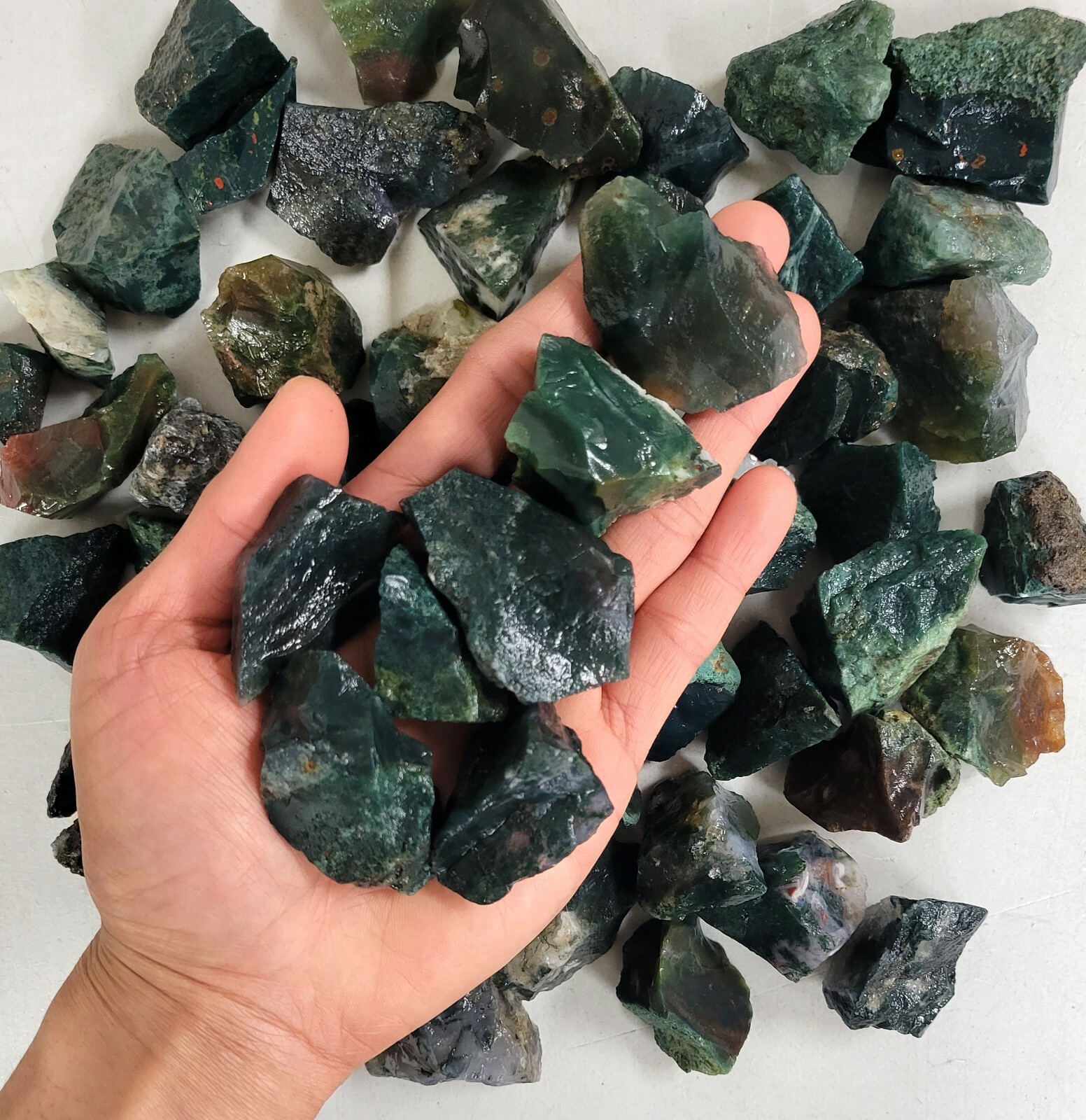 Raw Moss Agate - From India - Bulk Rough Crystals Natural Healing Gemstones