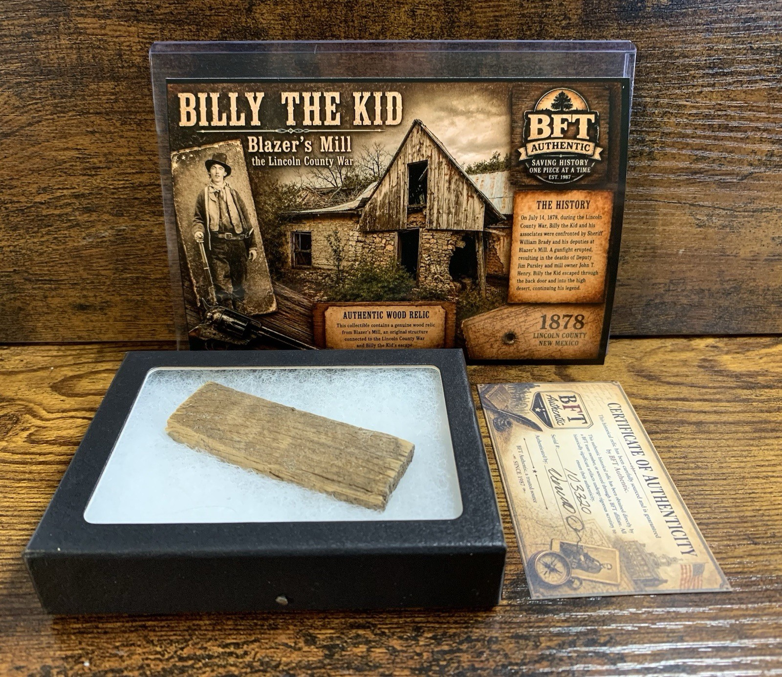 Billy the Kid Blazer’s Mill Authentic Wood Relic  Lincoln County War  COA