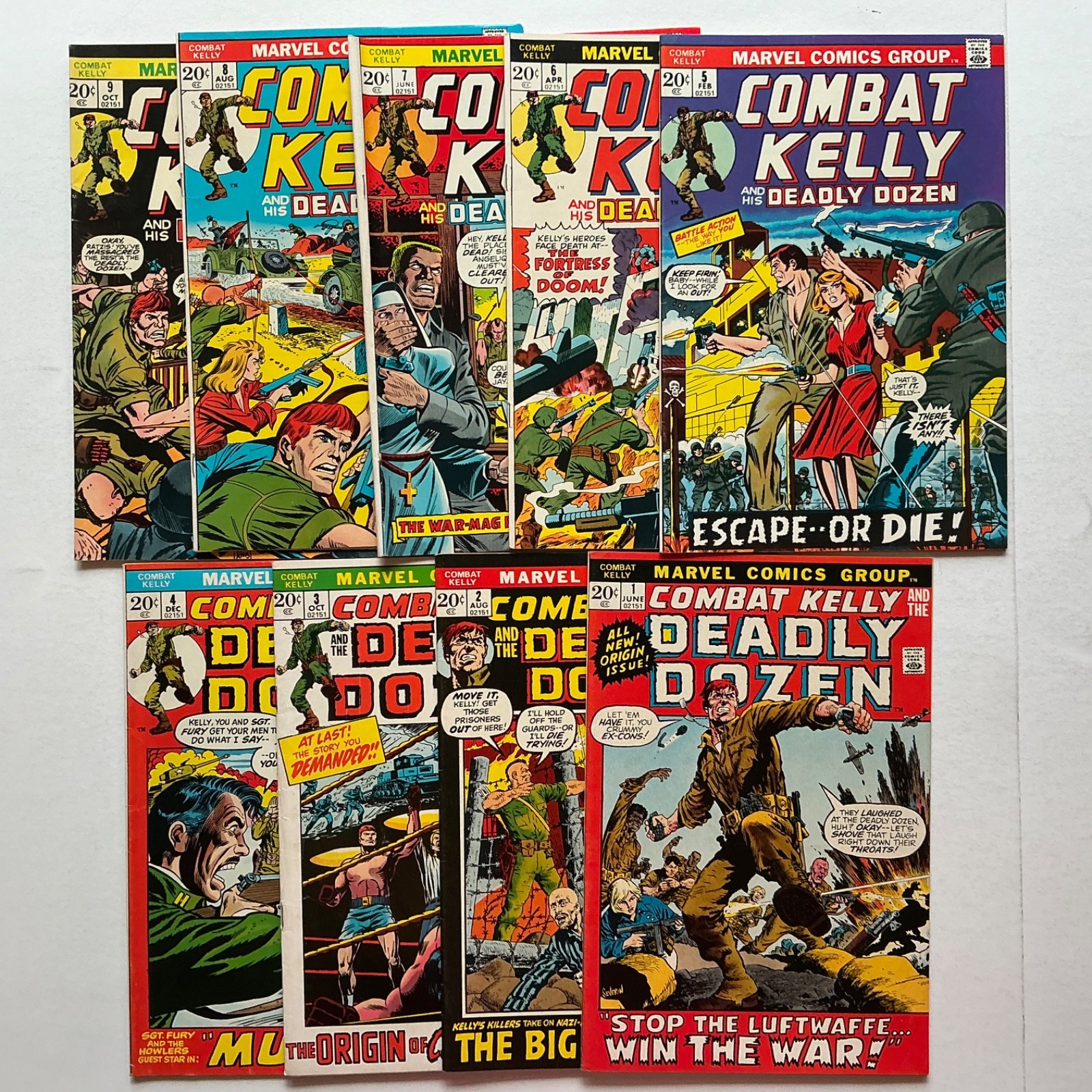Combat Kelly lot of 9 comics #1 2 3 4 5 6 7 8 9 Marvel (1187)