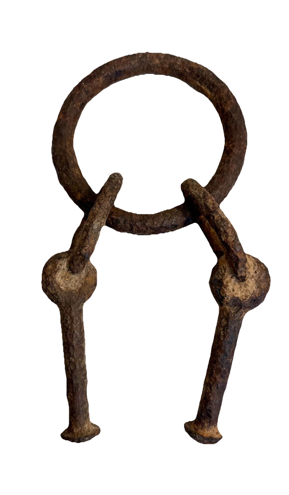 Antique Primitive Hand Forged Blacksmith Ring 2 Links & 2 Eye Bolts Rusty Patina