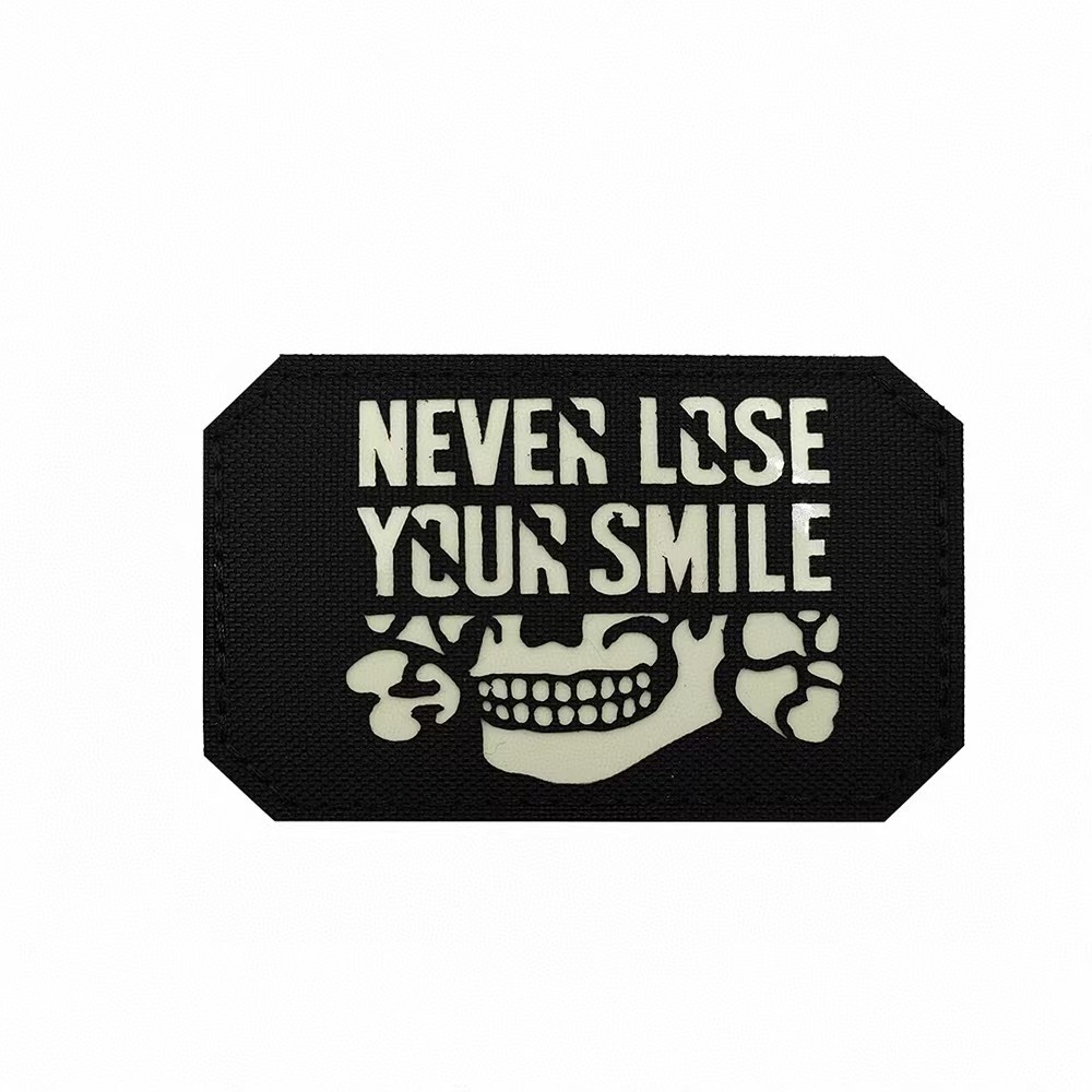 REFLECTIVE IR NEVER LOSE YOUR SMILE GOSHT MILITRAY HOOK LOOP PATCH GLOW IN DARK