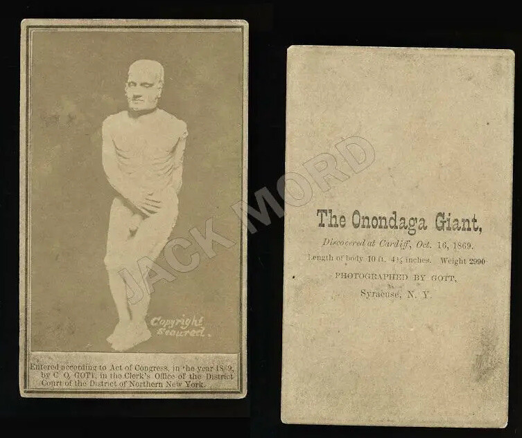 Rare CDV Photo of the Onondaga Cardiff Giant - 1860s Oddities & Sideshow History