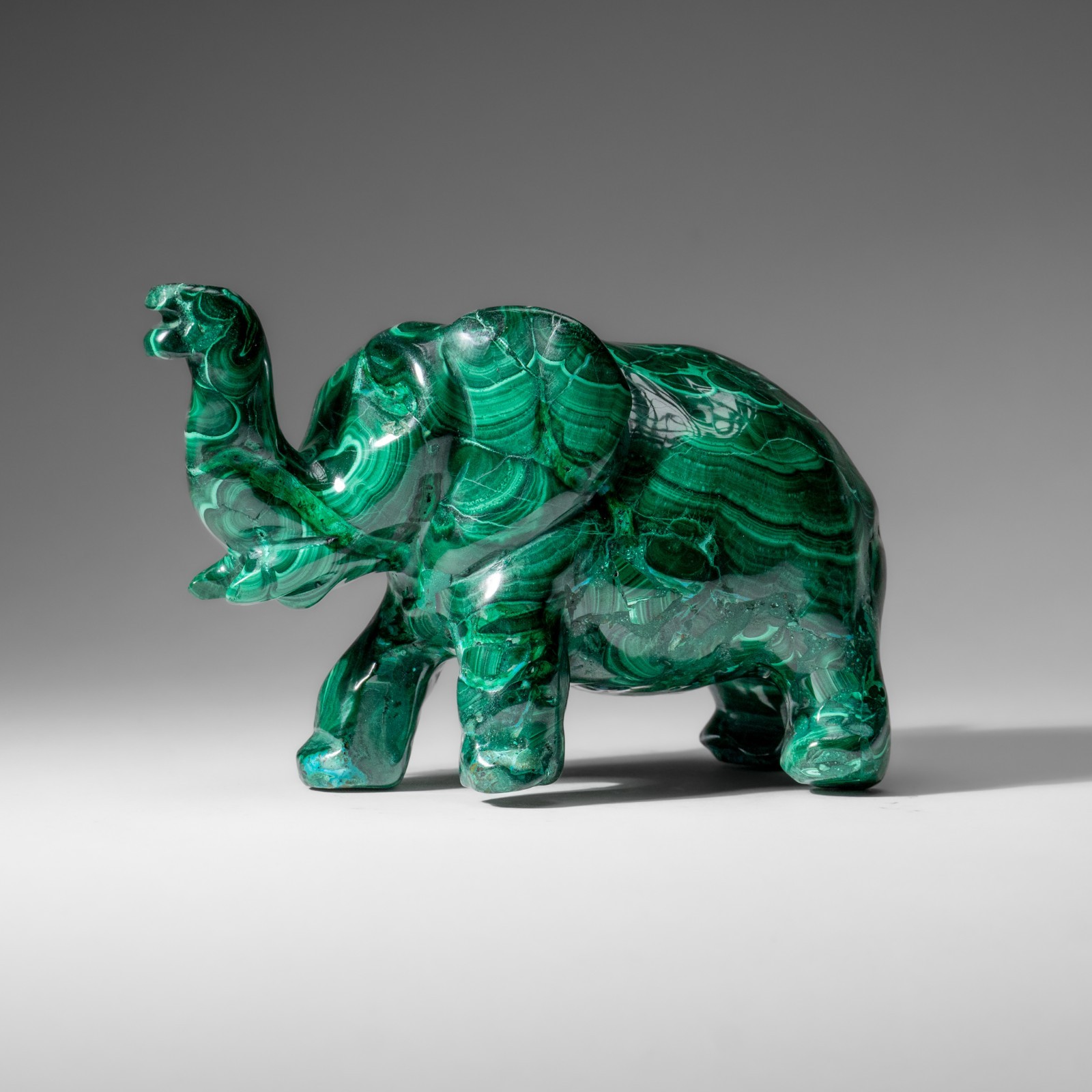 Genuine Polished Malachite Elephant Carving (3.1 lbs)