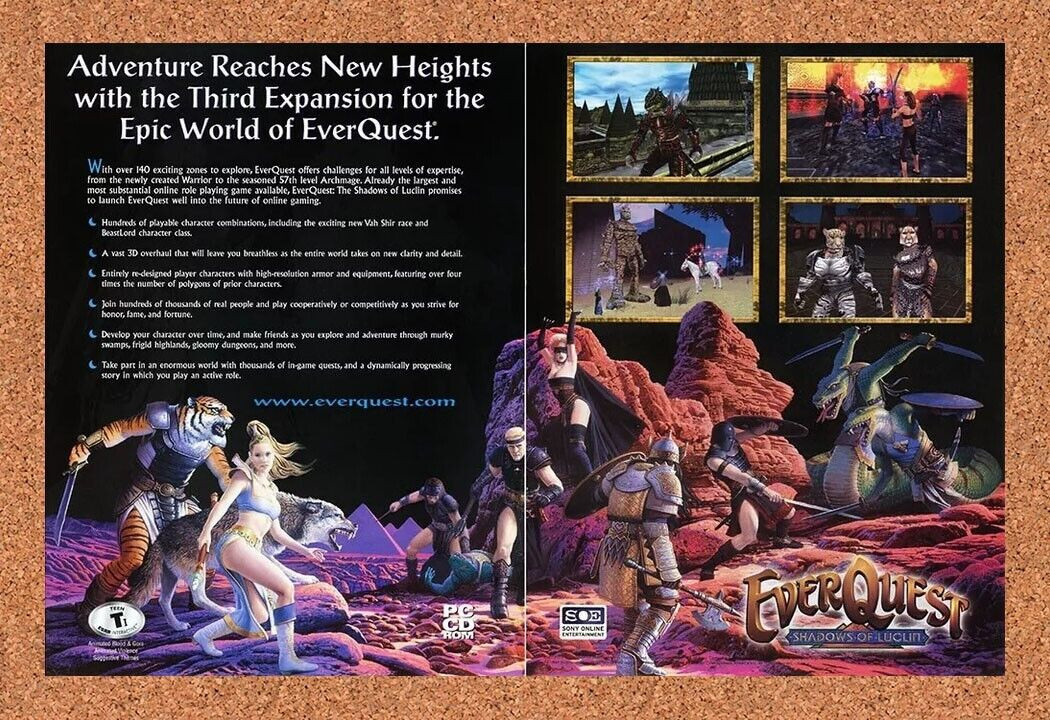 2002 EverQuest Shadows Of Luclin PC Original Advertisement / Retro Promo v1