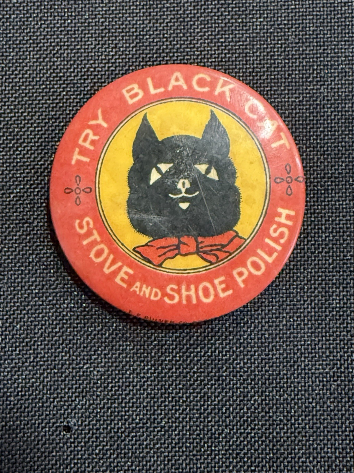 Vintage “Try Black Cat Stove And Shoe Polish”  Metal Pin Button