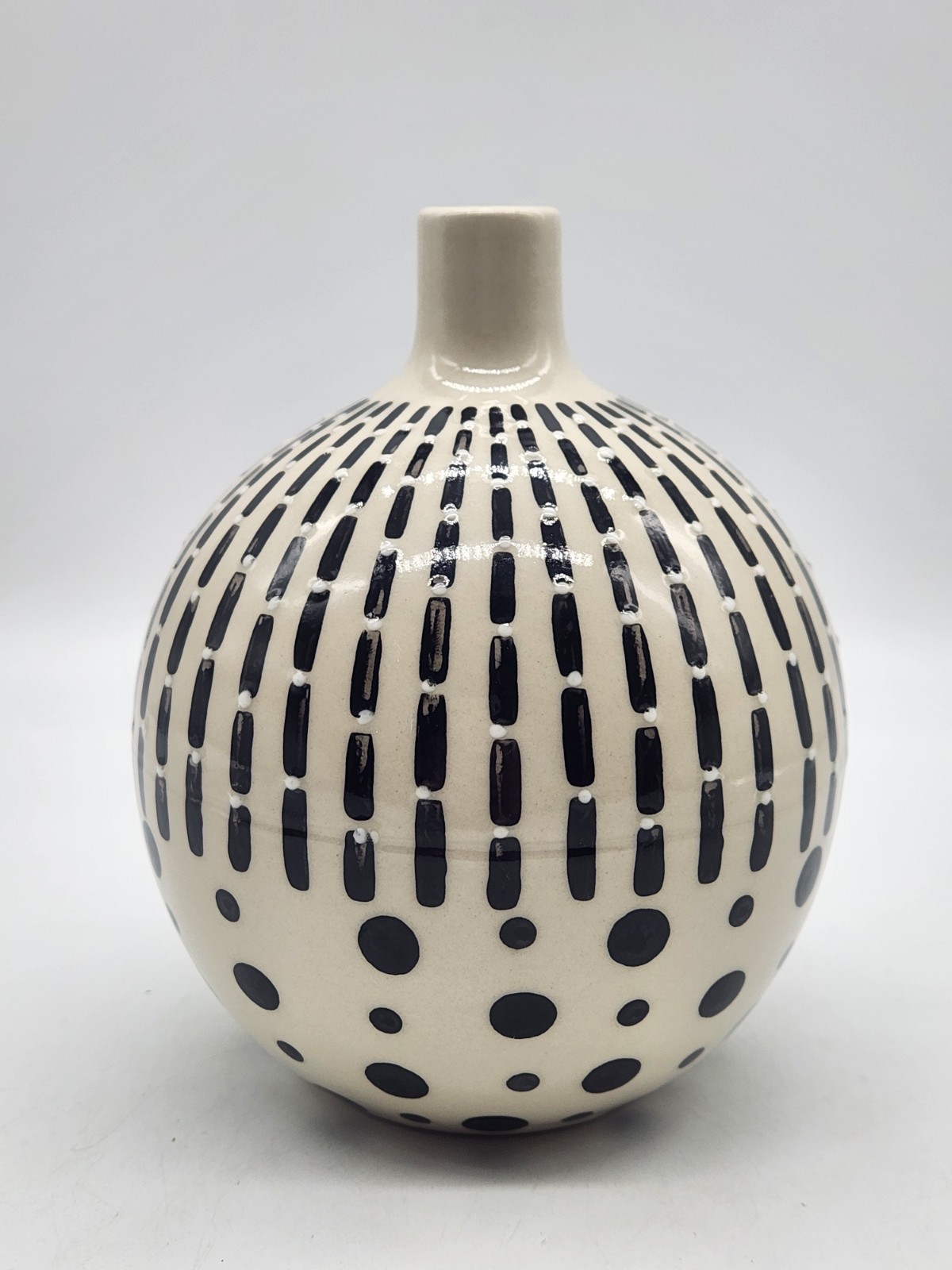 Potters Workshop + West Elm Handcrafted Modern Round Bud Vase Black & White