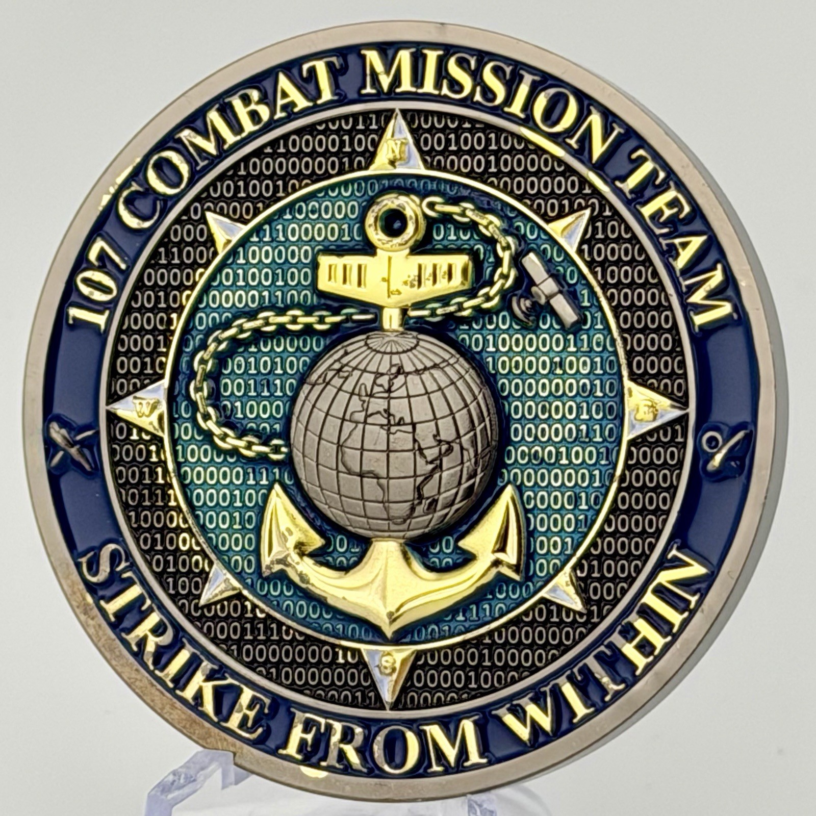 107 Combat Mission Team Challenge Coin Navy Cyber Intel Kraken