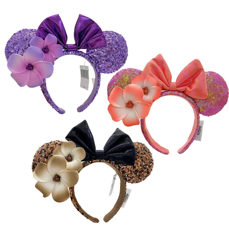 Mickey Mouse Sequin Bow Egg-blossom Disney- Park Ears 3PCS Headband for Women
