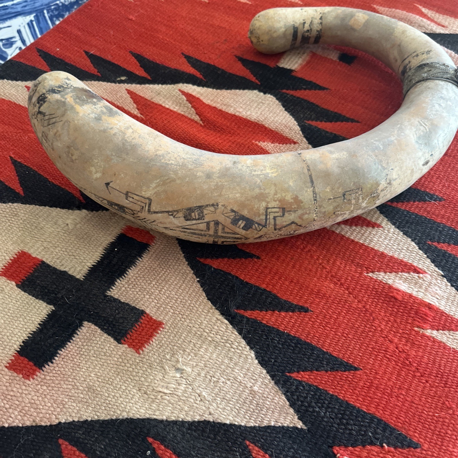 Rare Antique Hopi Medicine man Dance Rattle Painted, Snakeskin Native American