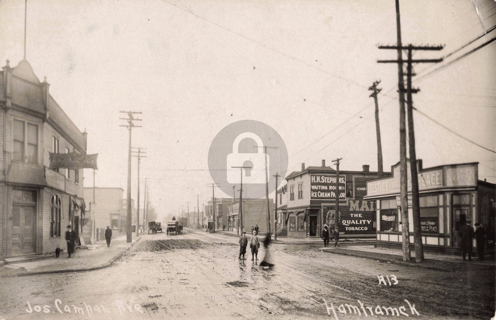 Street View Jos. Campau Ave Hamtramck MI Michigan 1913 RPPC Photo Postcard COPY