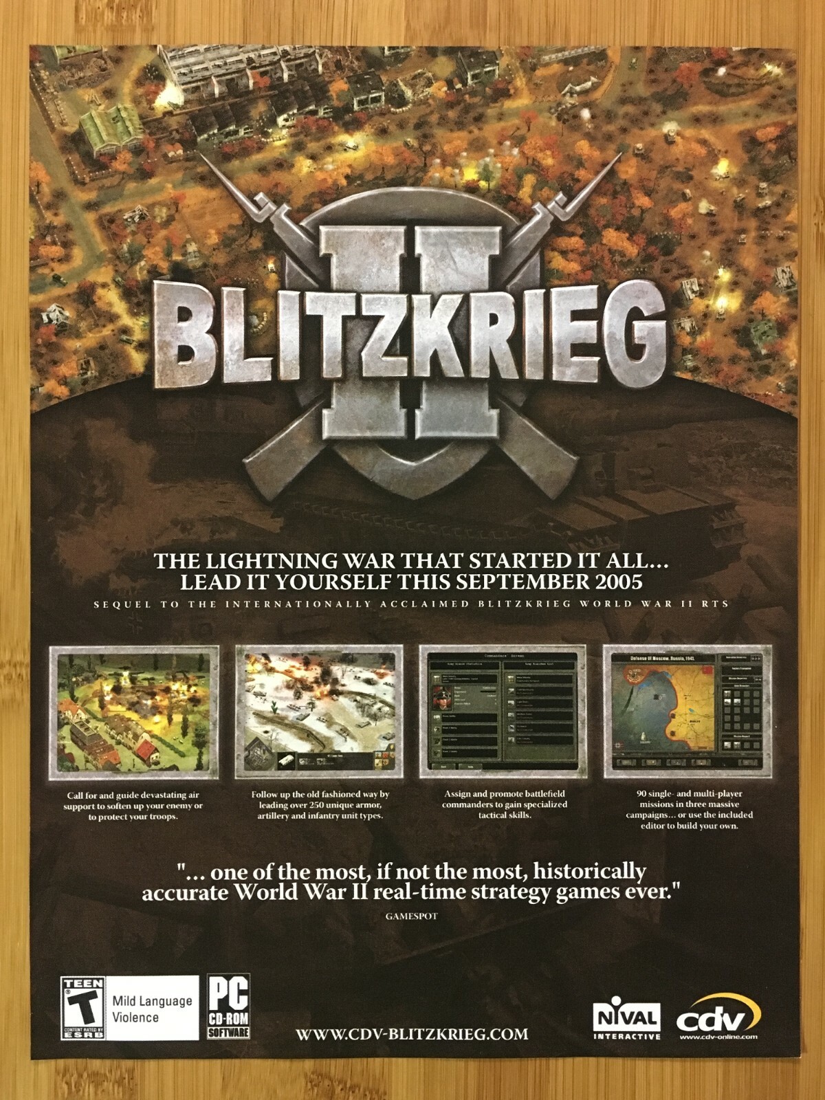 Blitzkrieg II 2 PC 2005 Print Ad/Poster Official World War II WWII RTS Game Art