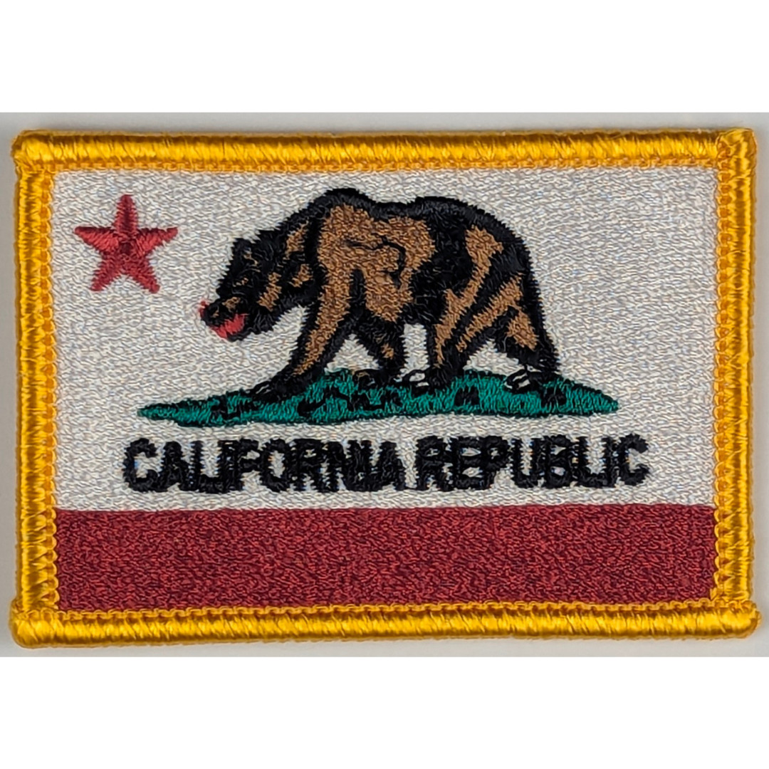 California State Flag Patch - Sew-On - Gold Border
