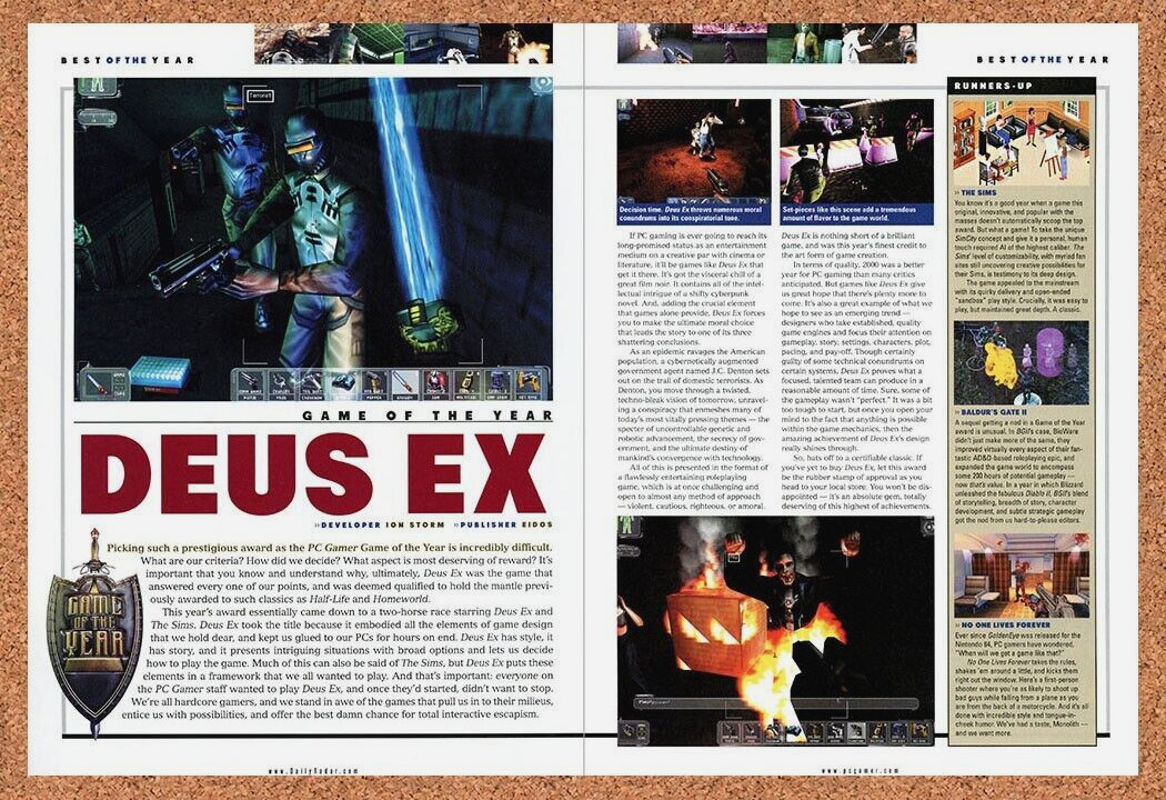 2000 Deus Ex Game Of The Year Review Original Advertisement / Retro Wall Art v2