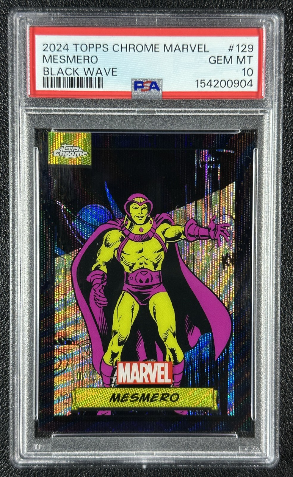 MESMERO PSA 10 2024 TOPPS CHROME MARVEL #129 BLACK WAVE REFRACTOR 10/10