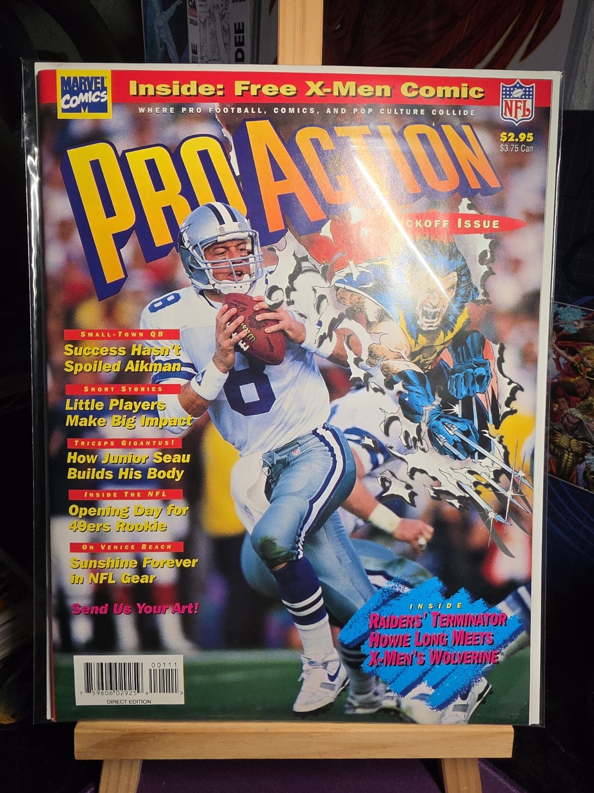 PRO ACTION 1 KICKOFF ISSUE TROY AIKMAN & WOLVERINE ON THE COVER NFL & MARVEL .