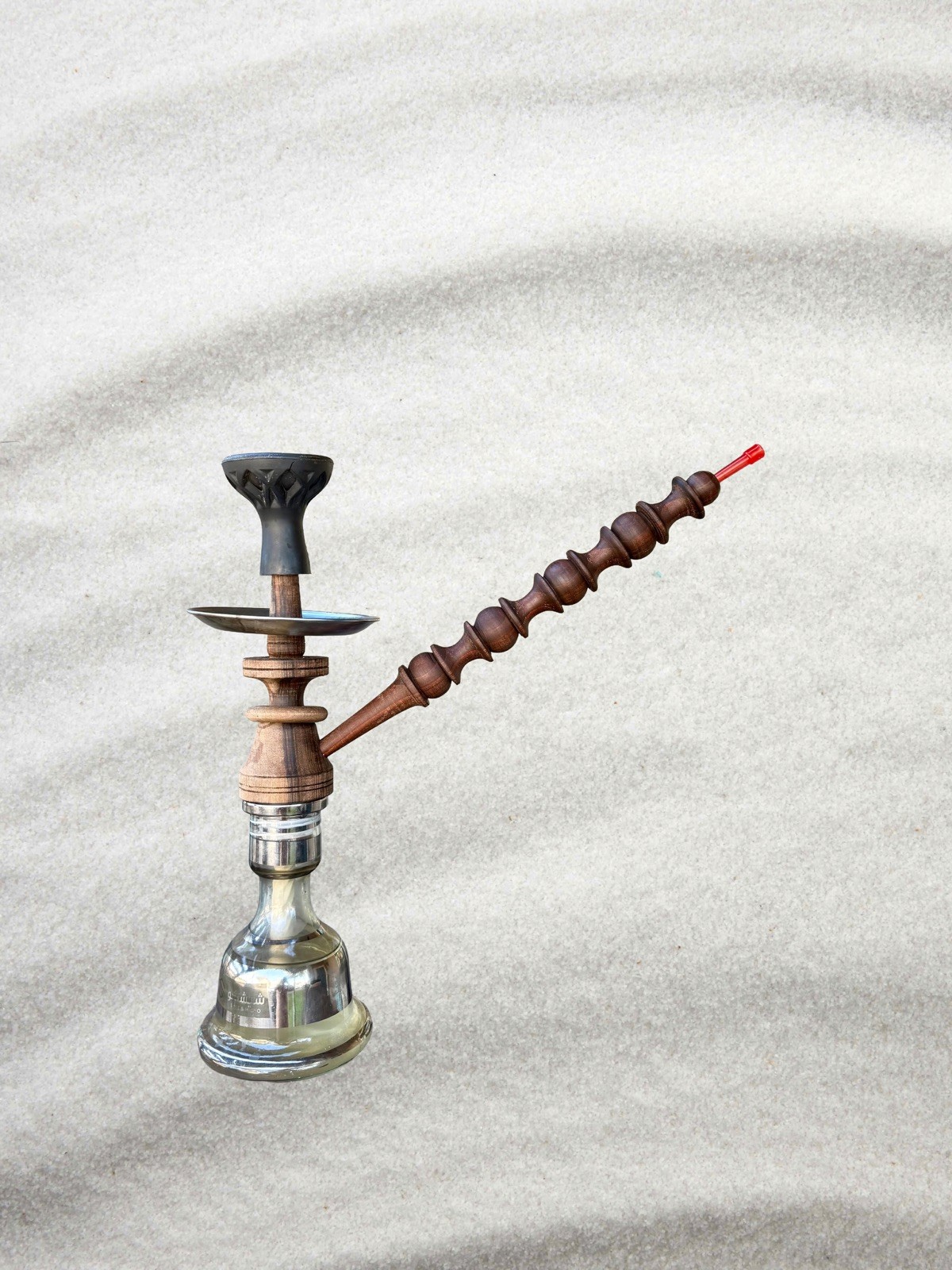 Handmade Wooden Hookah Shisha Traditional Medalist Style - Natural Wood