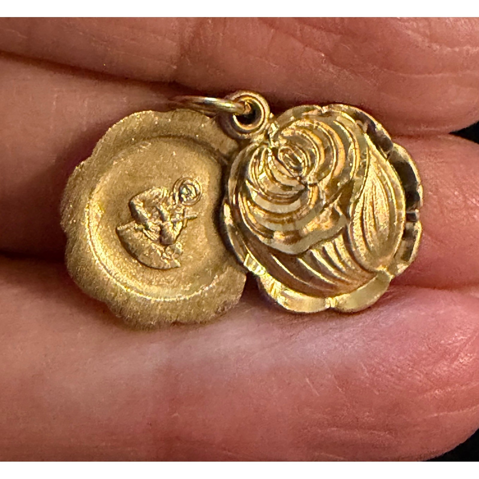 Chapel Sterling Silver w/ Gold Wash Sliding Religious Medal Rose