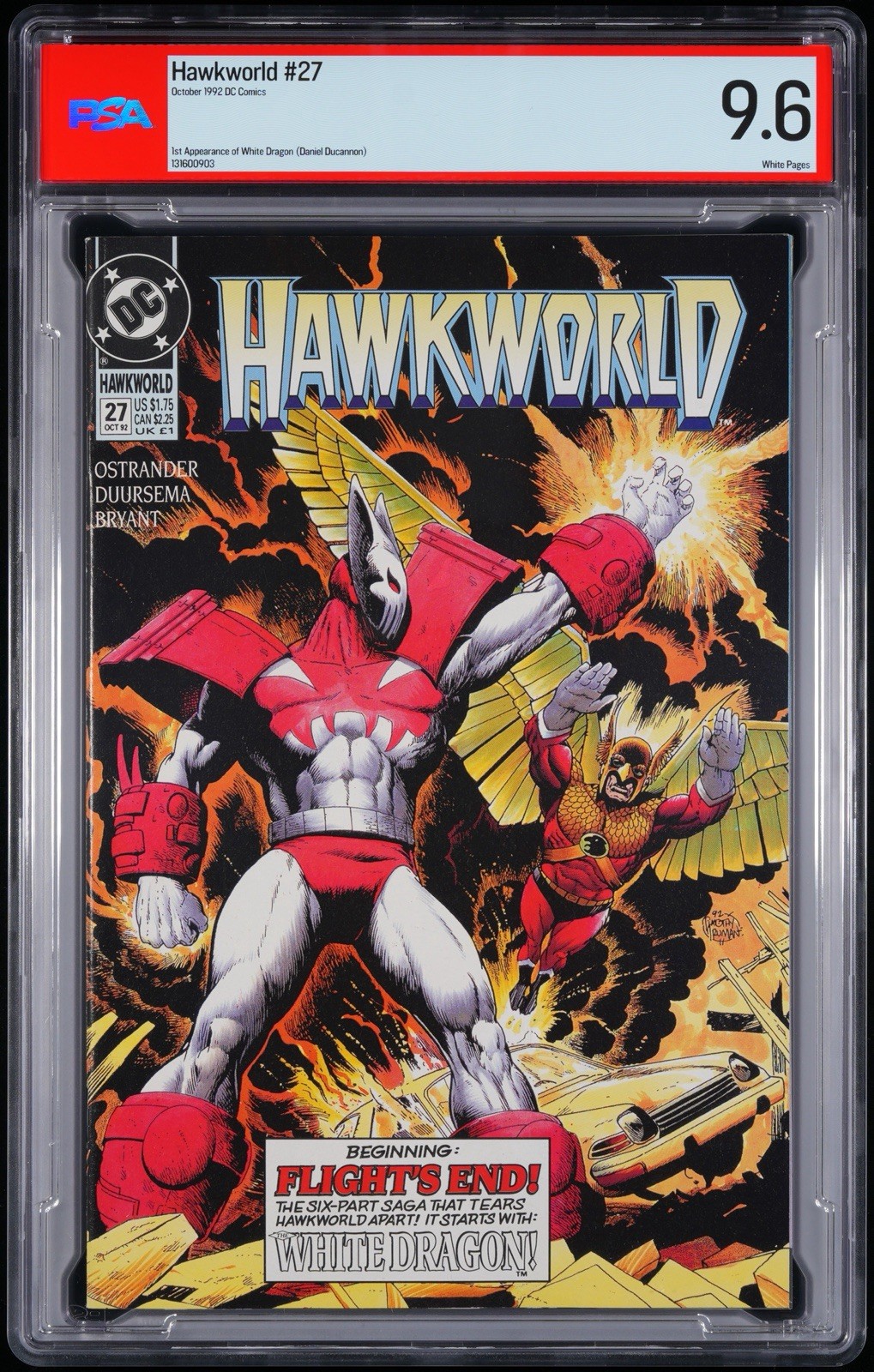 Hawkworld #27 PSA 9.6 1st Appearance White Dragon Daniel Ducannon DC Key 1992