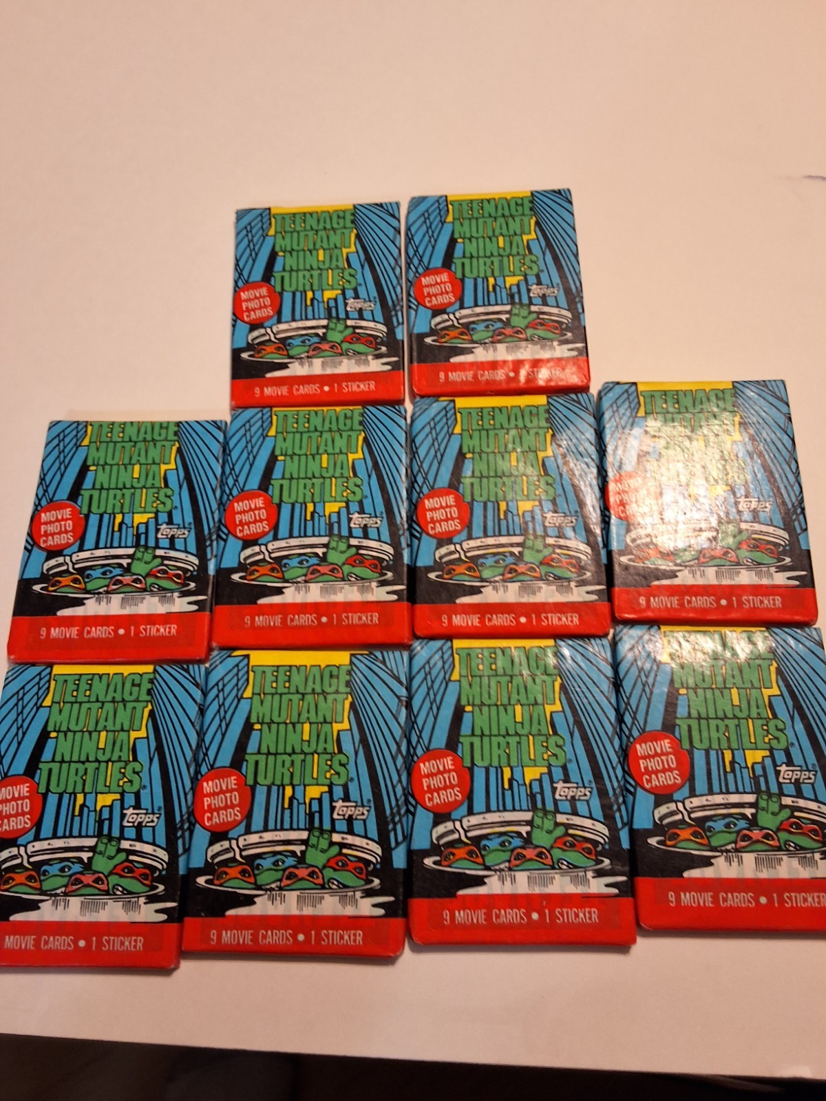 TOPPS 1990 TEENAGE MUTANT NINJA TURTLES MOVIE TRADING CARDS WAX PACKS x10 NOS