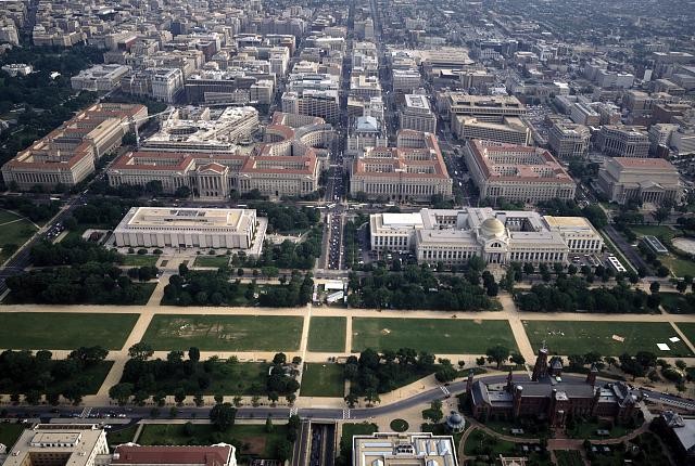 Washington DC Federal Triangle Aerial View U.S. Government Buildings 1980s