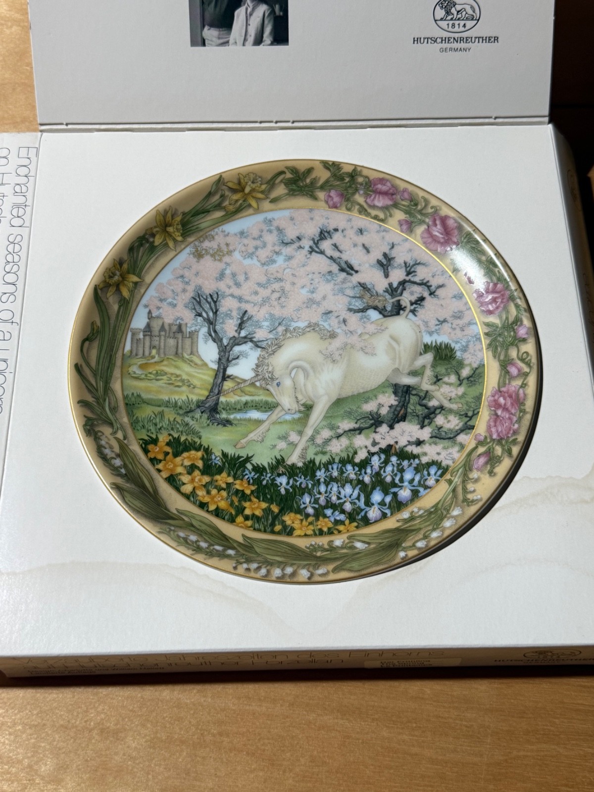 Hutschenreuther Joyous Spring Unicorn Plate Hallett 1985 Original Box